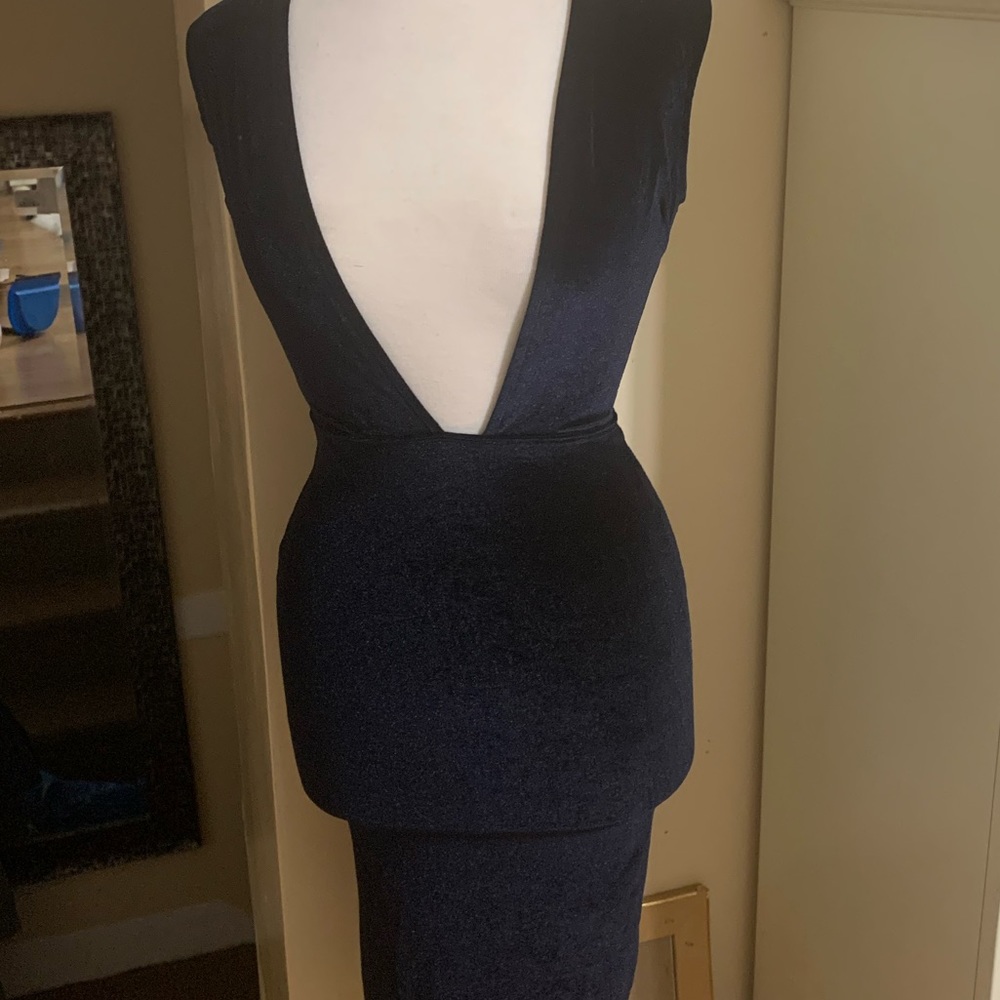 Fashionova size small suede navy blue dress